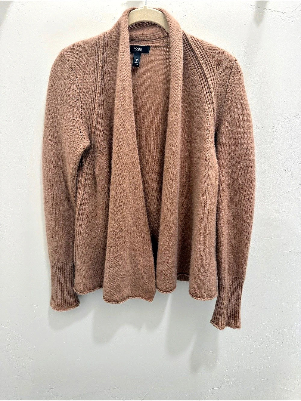 AQUA Cashmere Cardigan in Brown